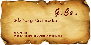 Géczy Csinszka névjegykártya